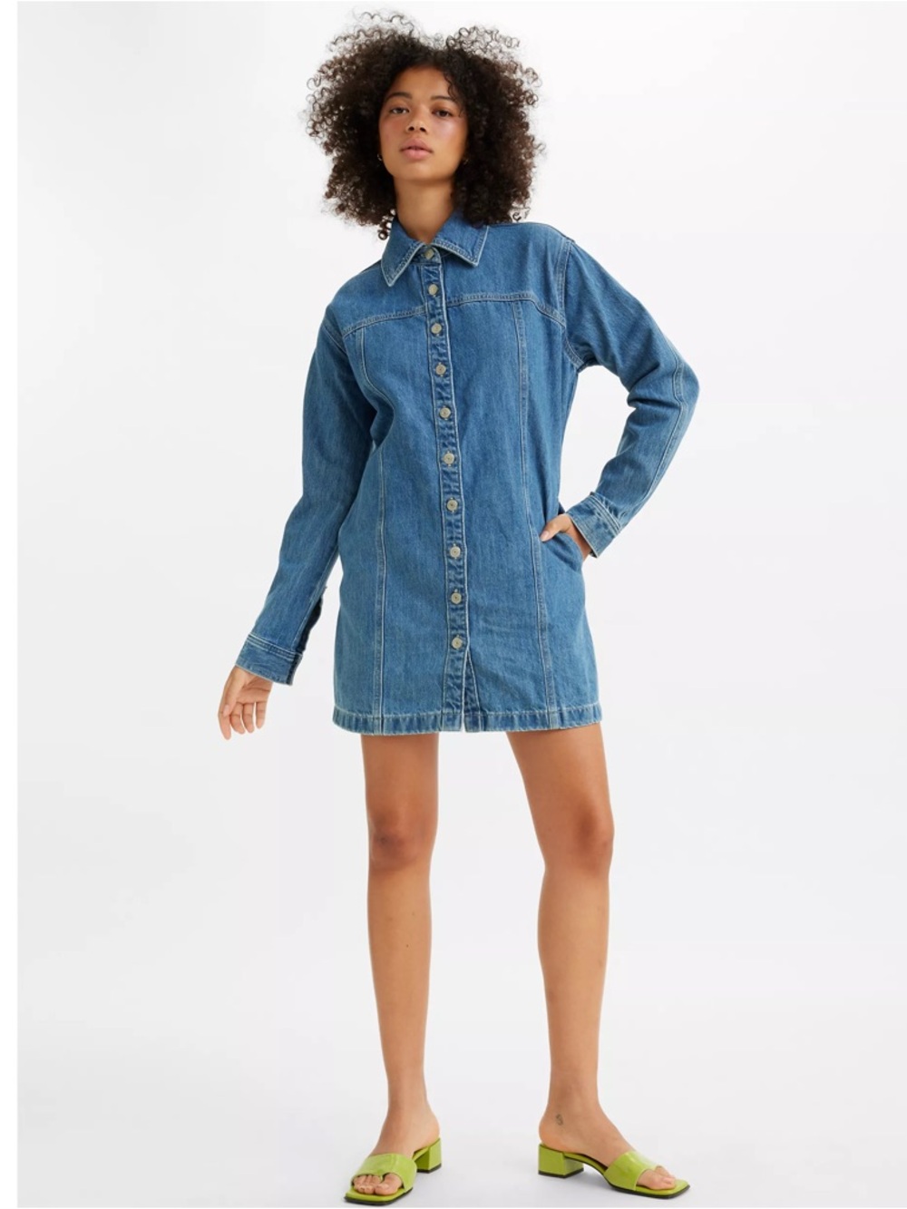 Levi's Shay Blue Denim Button-Front Mini Dress